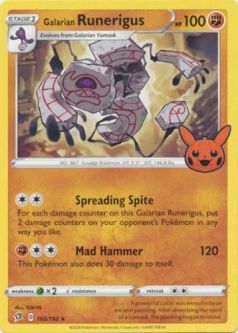 Pokemon Card - Trick or Trade BOOster Promo 102/192 - GALARIAN RUNERIGUS (rare)