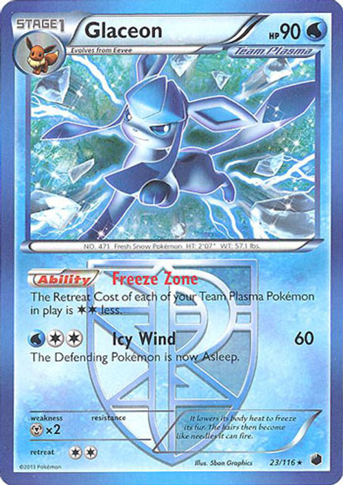 Pokemon Card - Plasma Freeze 23/116 - GLACEON (rare)