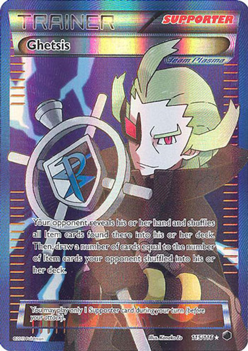 Pokemon Card - Plasma Freeze 115/116 - GHETSIS (full art holo-foil)