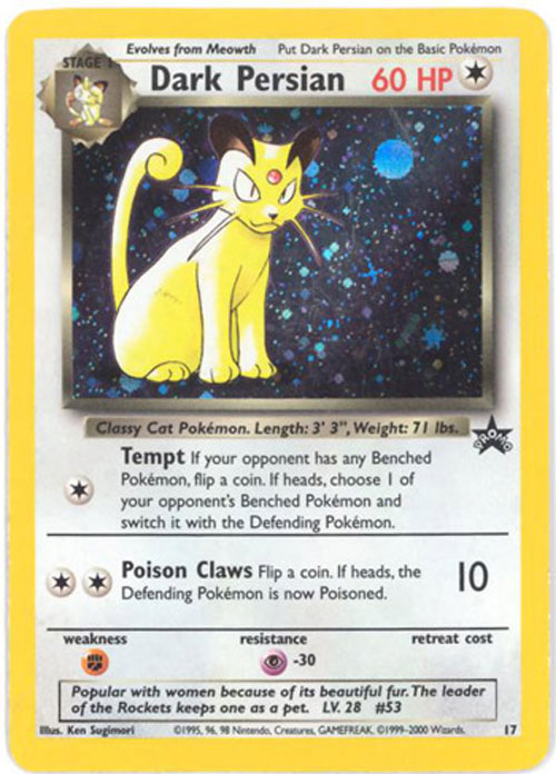 Pokemon Card - Black Star Promo #17 - DARK PERSIAN (holo-foil) *Played*