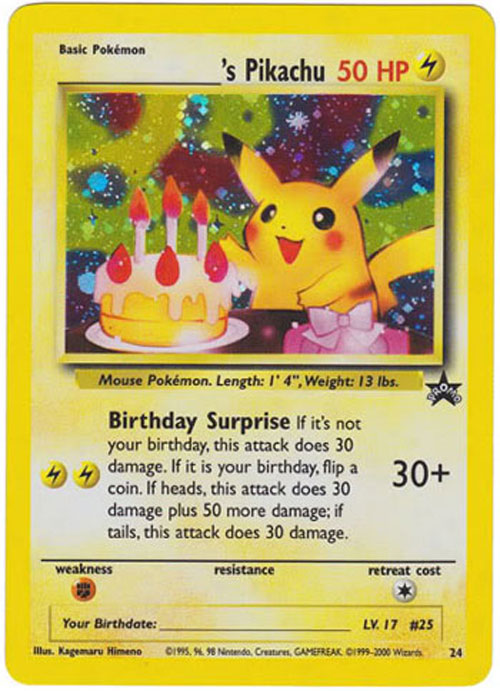 Pokemon Card - Black Star Promo #24 - ______'S PIKACHU (happy birthday pikachu)