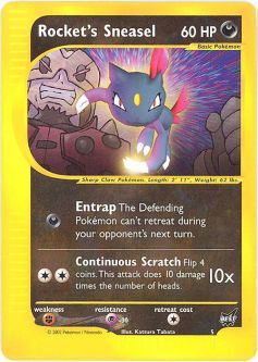 Pokemon Card - BEST Promo #5 - ROCKET'S SNEASEL *Played*