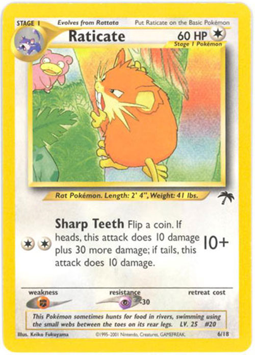 Pokemon Card - Southern Island Promo #6/18 - RATICATE (rare)