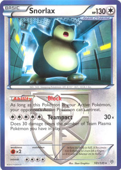 Pokemon Card - Plasma Storm 101/135 - SNORLAX (rare)