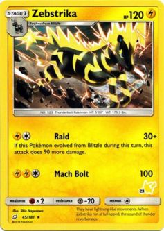 Pokemon Card - Battle Academy 45/181 - ZEBSTRIKA (#23 PIKACHU STAMPED) (rare)