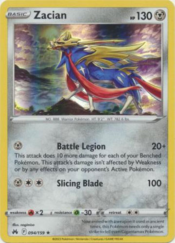 Pokemon TCG Crown Zenith 094/159 Zacian Holo Card