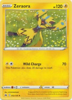 Pokemon Card - Crown Zenith 052/159 - ZERAORA (rare)