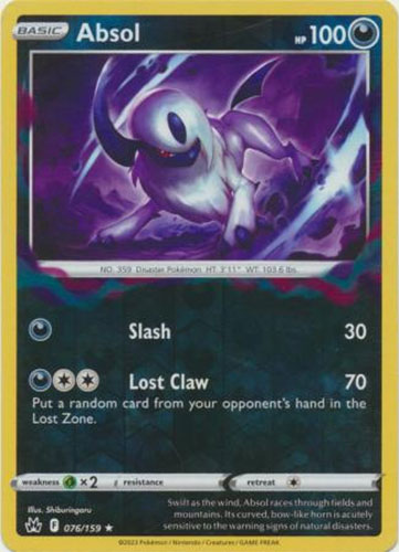 pokemon card absol Pokemon Card - Crown Zenith 076/159 - ABSOL (REVERSE holo-foil):  BBToyStore.com