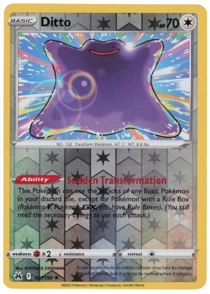 Pokemon Trading Card Game Crown Zenith Reverse Holo Ditto #107 Pokemon Trading Card Game Crown Zenith Reverse Holo Ditto #107