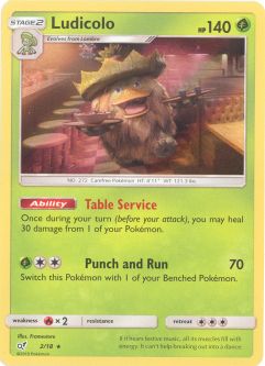 Pokemon Card - Detective Pikachu 2/18 - LUDICOLO (holo-foil)