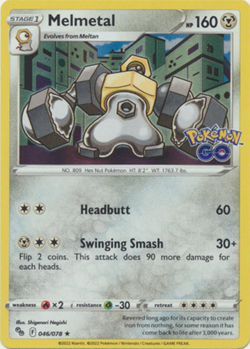 Pokemon Card - Pokemon GO 046/078 - MELMETAL (holo-foil): BBToyStore.com - Toys, Plush, Trading Cards, Action Figures & Games online retail store shop sale Pokemon Card - Pokemon GO 046/078 - MELMETAL (holo-foil): BBToyStore.com - Toys, Plush, Trading Cards, Action Figures & Games online retail store shop sale