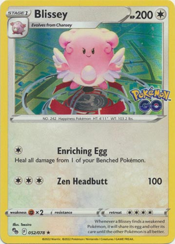 Pokemon Card - Pokemon GO 052/078 - BLISSEY (holo-foil) Pokemon Card - Pokemon GO 052/078 - BLISSEY (holo-foil)