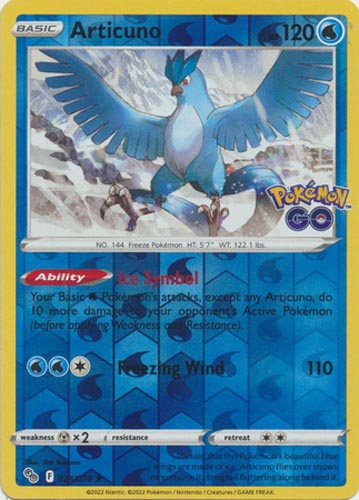 Pokemon Card - Pokemon GO 024/078 - ARTICUNO (REVERSE holo-foil)