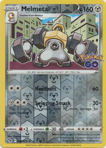 Pokemon Card - Pokemon GO 046/078 - MELMETAL (REVERSE holo-foil