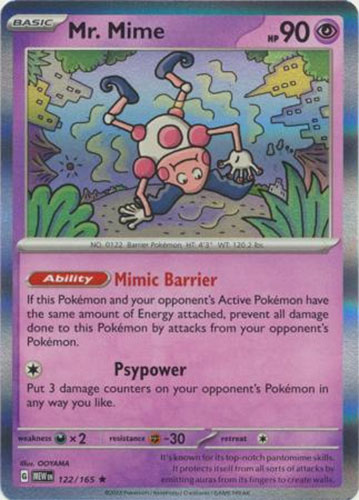 Pokemon Card - Scarlet & Violet 151 - 122/165 MR. MIME (holo-foil):  BBToyStore.com - Toys, Plush, Trading Cards, Action Figures & Games online  retail store shop sale