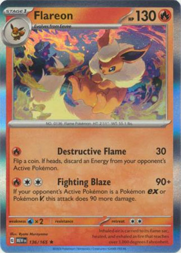 Pokemon Card - Scarlet & Violet 151 - 136/165 FLAREON (holo-foil)