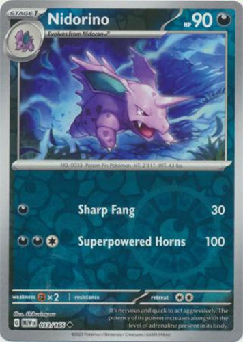 Pokemon Card - Scarlet & Violet 151 - 033/165 NIDORINO (REVERSE holo-foil)