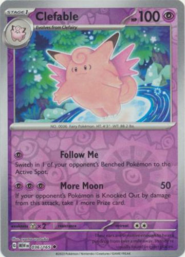 Pokemon Card - Scarlet & Violet 151 - 036/165 CLEFABLE (REVERSE