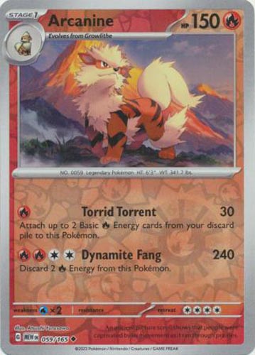 Pokemon Card - Scarlet & Violet 151 - 059/165 ARCANINE (REVERSE holo-foil)