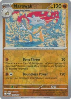 Pokemon Card - Scarlet & Violet 151 - 105/165 MAROWAK (REVERSE holo-foil)