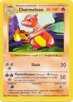 Pokemon Card - Base 24/102 - CHARMELEON (uncommon) *Shadowless*