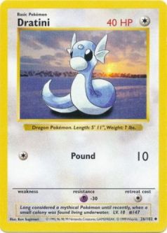 Pokemon Card - Base 26/102 - DRATINI (uncommon) **Shadowless**