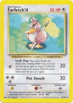 Pokemon Card - Base 27/102 - FARFETCH'D (uncommon)
