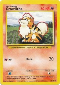 Pokemon Card - Base 28/102 - GROWLITHE (uncommon)