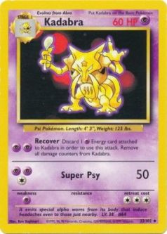 Pokemon Card - Base 32/102 - KADABRA (uncommon)