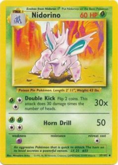 Pokemon Card - Base 37/102 - NIDORINO (uncommon)