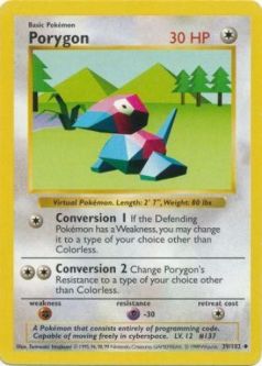 Pokemon Card - Base 39/102 - PORYGON (uncommon) *Shadowless*