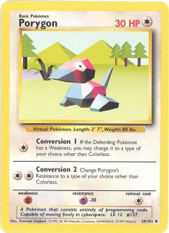 Pokemon Card - Base 39/102 - PORYGON (uncommon)