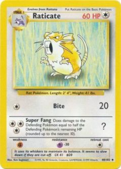 Pokemon Card - Base 40/102 - RATICATE (uncommon)