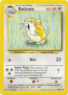 Pokemon Card - Base 40/102 - RATICATE (uncommon)