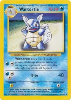 Pokemon Card - Base 42/102 - WARTORTLE (uncommon)
