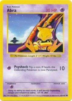 Pokemon Card - Base 43/102 - ABRA (common) *Shadowless*