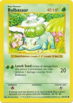 Pokemon Card - Base 44/102 - BULBASAUR (common) *Shadowless*