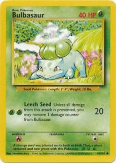 Pokemon Card - Base 44/102 - BULBASAUR (common)