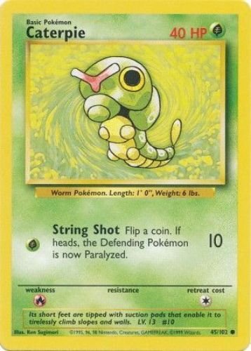 Pokemon Card - Base 45/102 - CATERPIE (common): BBToyStore.com - Toys, Plush, Trading Cards, Action Figures & Games online retail store shop sale Pokemon Card - Base 45/102 - CATERPIE (common): BBToyStore.com - Toys, Plush, Trading Cards, Action Figures & Games online retail store shop sale