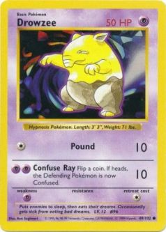 Pokemon Card - Base 49/102 - DROWZEE (common) *Shadowless*