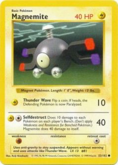 Pokemon Card - Base 53/102 - MAGNEMITE (common) *Shadowless*