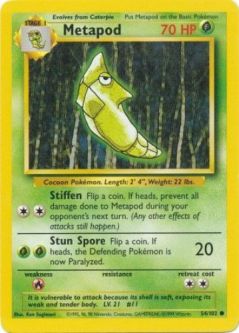 Pokemon Card - Base 54/102 - METAPOD (common)