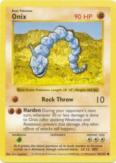 Pokemon Card - Base 56/102 - ONIX (common) *Shadowless*