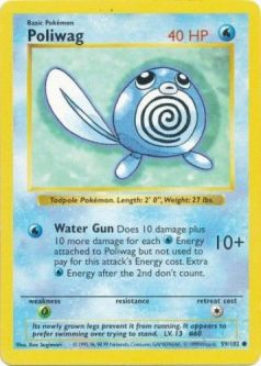 Pokemon Card - Base 59/102 - POLIWAG (common) **Shadowless**