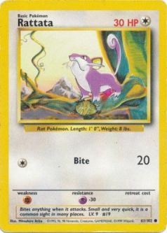 Pokemon Card - Base 61/102 - RATTATA (common)