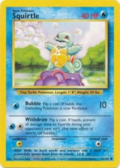 Pokemon Card - Base 63/102 - SQUIRTLE (common)