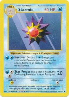 Pokemon Card - Base 64/102 - STARMIE (common) [Shadowless] *Played*
