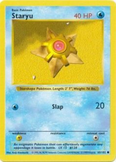 Pokemon Card - Base 65/102 - STARYU (common) **Shadowless**
