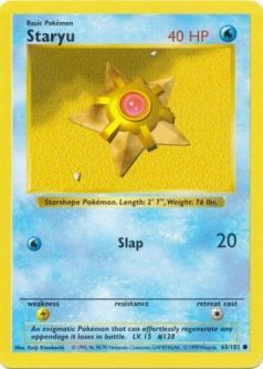 Pokemon Card - Base 65/102 - STARYU (common) [Shadowless] *Played*