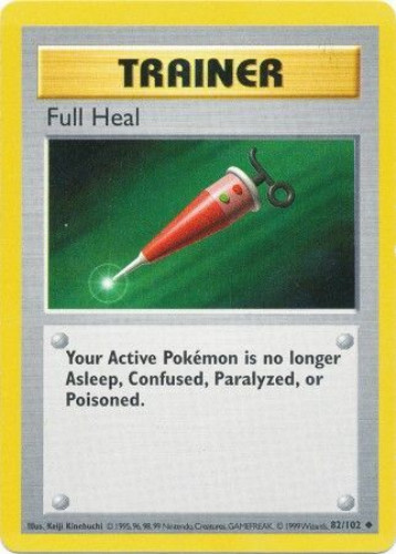 Pokemon Card - Base 82/102 - FULL HEAL (uncommon) [Shadowless] *Played*:  BBToyStore.com - Toys, Plush, Trading Cards, Action Figures & Games online  retail store shop sale